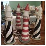 Set of 3 vintage nightlight lighthous3 lamps 17"