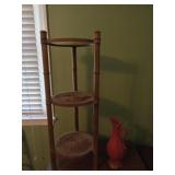 Plastic 3 tier plant stand  12 x 33. 5 and vase 6