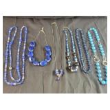 Group of Blue Colored Fashion Necklaces