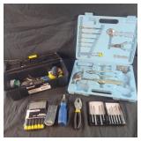 Small Toolbox with Contents and Partial Tool Kit