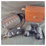 Yashica Film Camera and Selsi Binoculars 7x35
