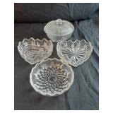 Glass trinket dish with lid-couple tiny chips on