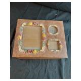 Wood picture frame jewelry box 8 x 4 x 6.5. Some