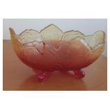 Amberina Glass candy dish 6.5 x 5 x 10.5