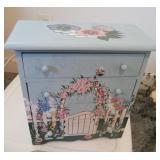 Hand Painted jewelry box with 4 drawers 10 x 11