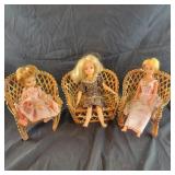 3 Dolls and Doll Chairs