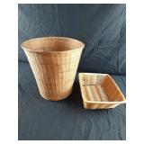 2 wicker baskets 11.5 x 11 and 10 x 3.5 x  8