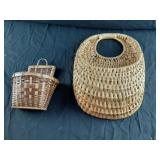 Hanging wicker baskets 14.5 x  9.5 and 6.5 x 6
