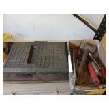 Misc tools and a plastic case. Wrenches,