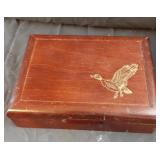 Wood jewelry box with a duck on top 8 x 2 x 6