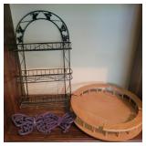 Metal Shelf, Lazy Susan and butterfly decor