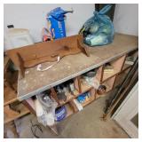 Shop Storage Table and Contents 48"Wx32"Tx25"D