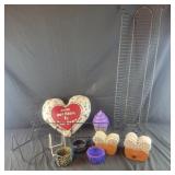 Misc Lot- heart Coasters and pillow, frame and