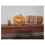 Halloween decor. Light up pumpkin has small chip