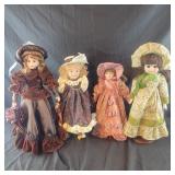 Group of 4 Porcelain Dolls - no markings