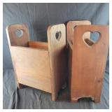 2 Wood Bins 13"Wx18.5"Tx7.5"D