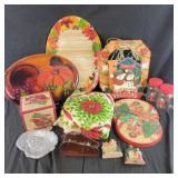 Christmas Decor and Fall Plastic platters