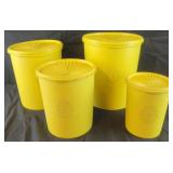 4pc Yellow Tupperware Cannister Set