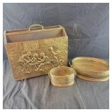 Brass Planters and Magazine rack (brass over wood)