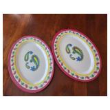 2 colorful paisley platters 18x13