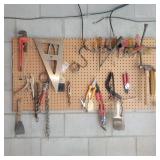 Contents of Pegboard - screwdrivers, hammer, v