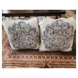19x19 two pillows blue zippered covers