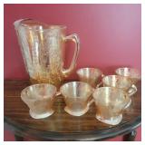 Flora Gold Jeanette Pitcher and 6 cups