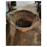 Wicker basket with clothespins