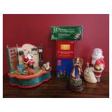 Mini lights, handpainted santa, tin santa music
