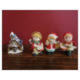 Homco christmas kids, church tealight inside