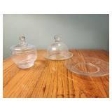 Princess house glass sugar bowl covered plate