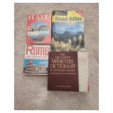 Italy and rome books. Road atlas, websters