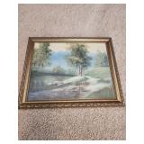 16x13 painting trees and pond Leola Barr