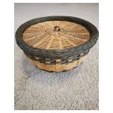11.5x7 green and tan basket with lid