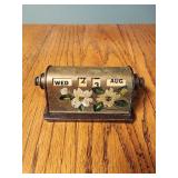 Vintage Brass Rolling Day Date Desk Top Calendar