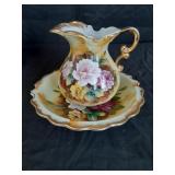 Pottery pitcher and bowl set