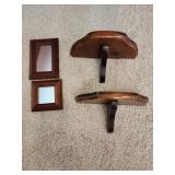 2 small wooden shelves 2 accent mirrors
