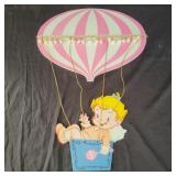 Wood Baby in Hot Air Ballon Wall Art