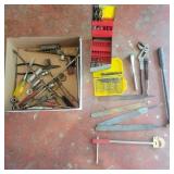 Misc Box of Tools - screwdrivers, drill bits,