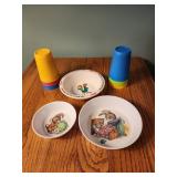 Onieda vintage rabbit cereal bowls, Kelloggs,