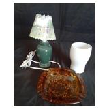 Portable lamp, ashtray with a couple of chipped