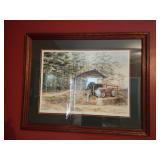 35x27 "old Friends" barn and tractor, signed wall