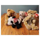 4 bear beanie babies