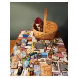 Assorted magnets from all over the USA and basket