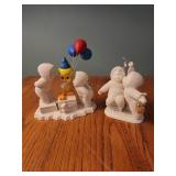 Snowbabies with Tweety, kissing snowbabies