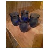 Vintage Hazel Atlas Fine Rib Tea Tumbler, Blue.