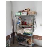 Metal shelf 29.5 x 58 x 11.5 with contents and