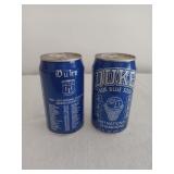 2 collectable Duke True Blue Soda cans