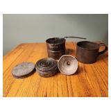 Vintage sifter, cup, aluminum funnel,