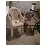 2 sets of plastic yard chairs